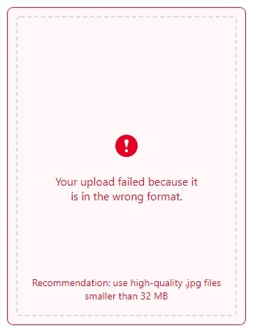 Wrong File Format Warning of Pinterest