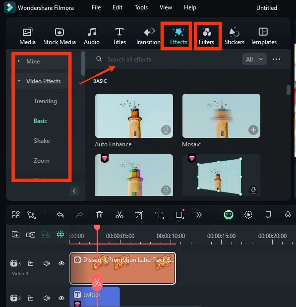 add effect and filter