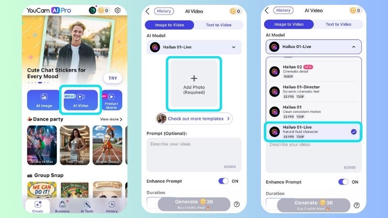upload a photo and choose an ai model