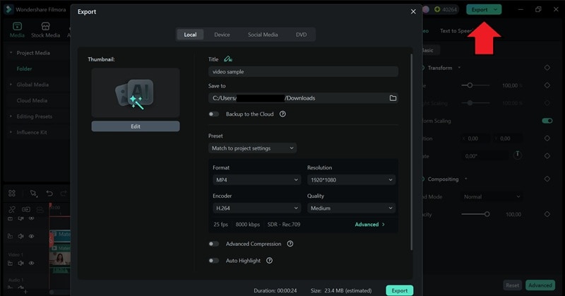 export video with translation