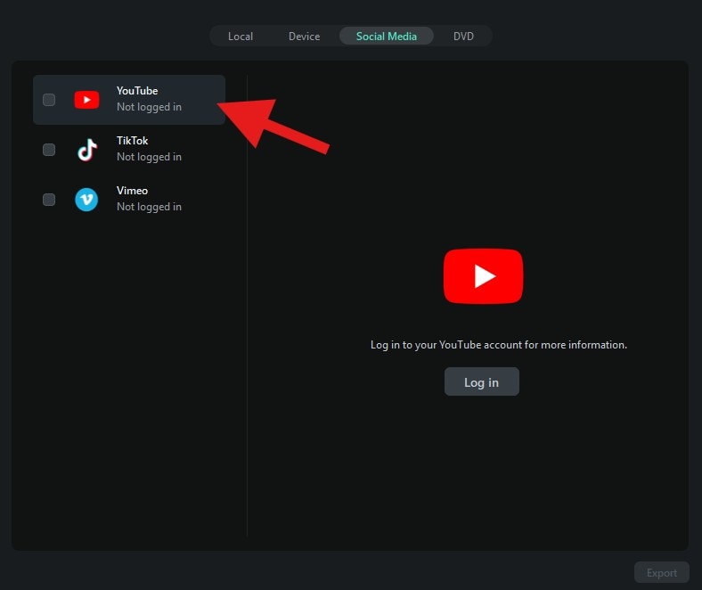 export to youtube from filmora desktop