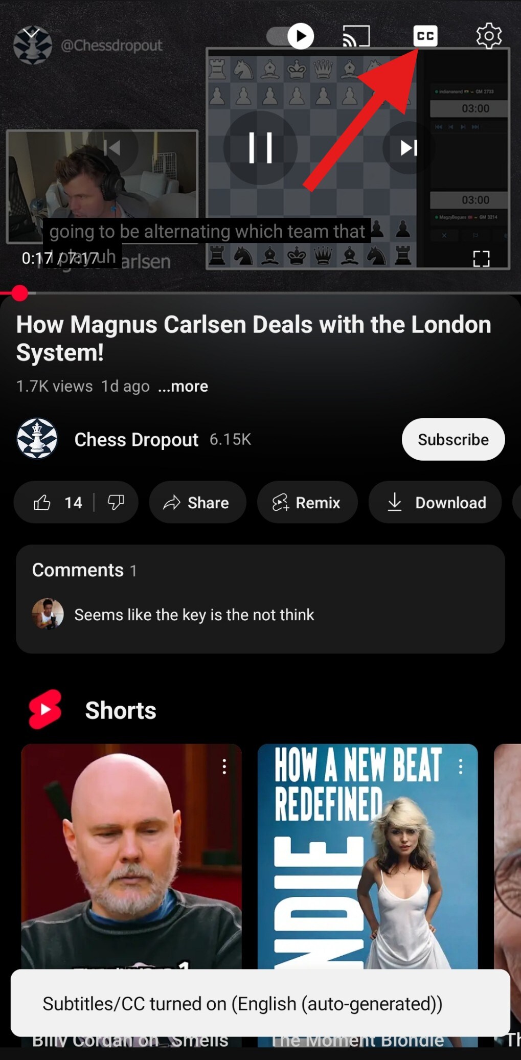 activate closed captions youtube on desktops