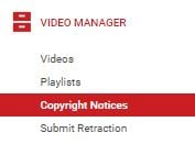 YouTube Copyright notice