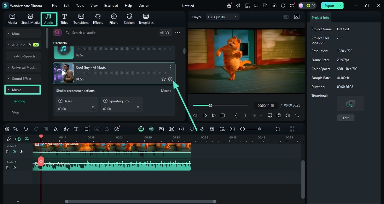 insert music for video filmora