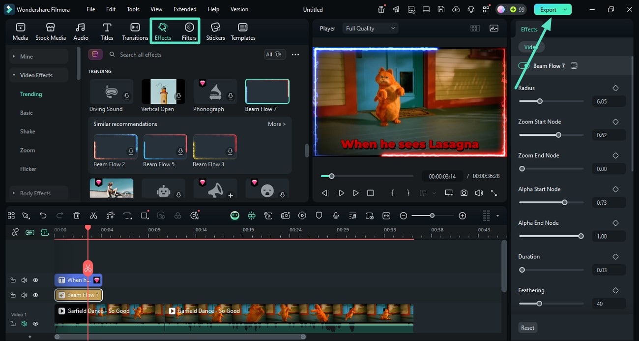 apply effects and export