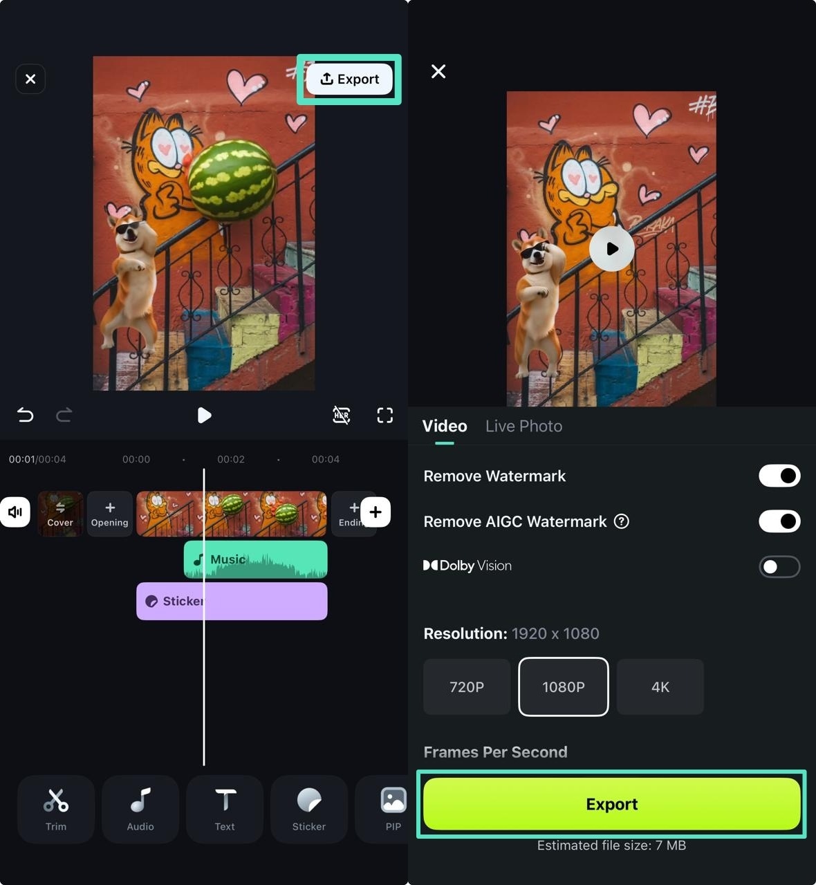 export final garfield video filmora