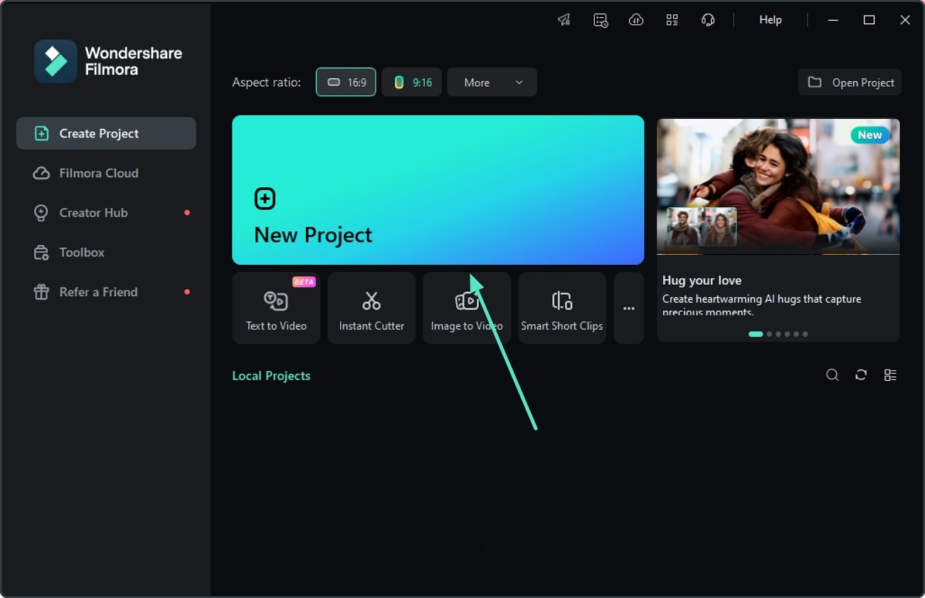 make new project filmora desktop