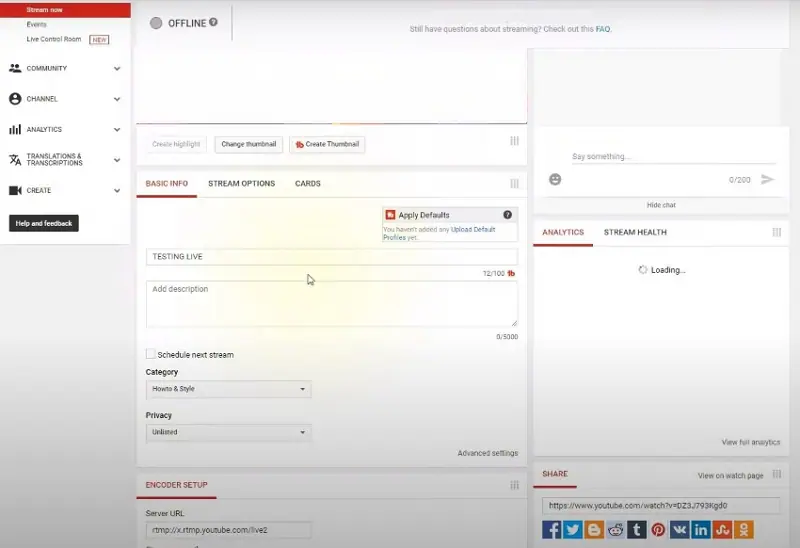 editar metadatos en vivo de youtube