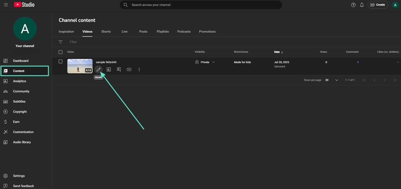 modifier une vidéo YouTube enregistrée depuis Studio