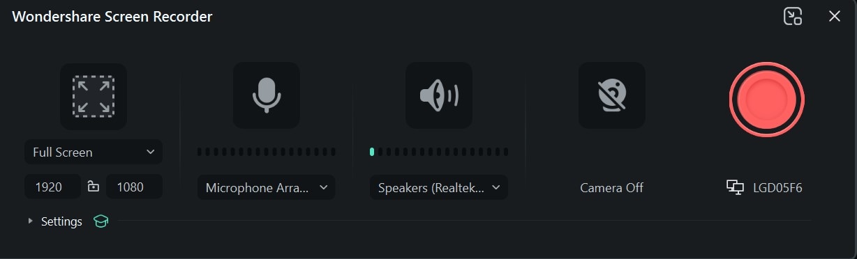 screen recorder settings