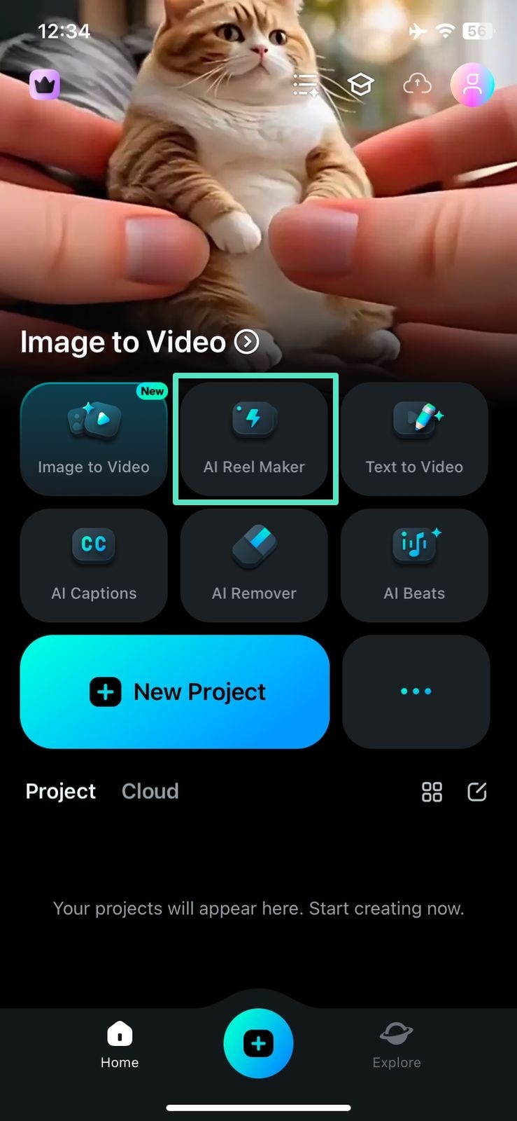 tap ai reel maker filmora app