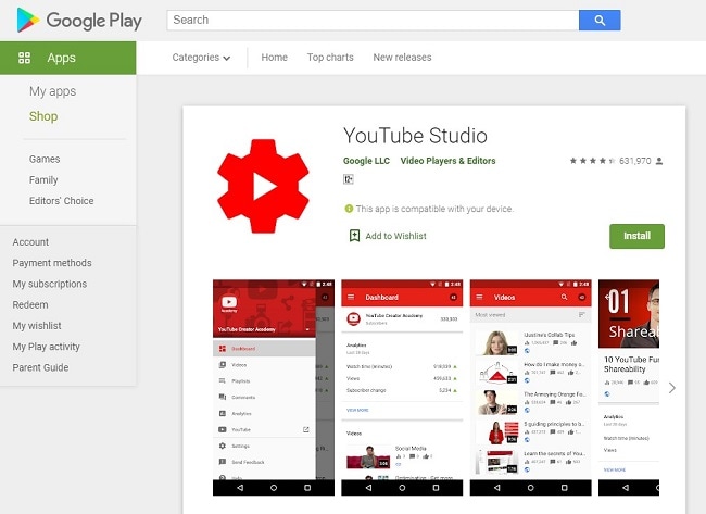 how to get to youtube video manager in android