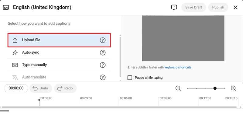 upload the srt file with translation
