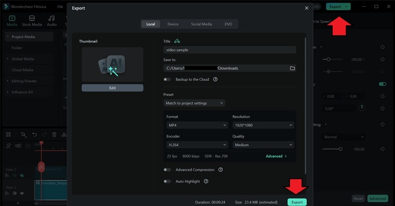 export youtube video with embed subtitle