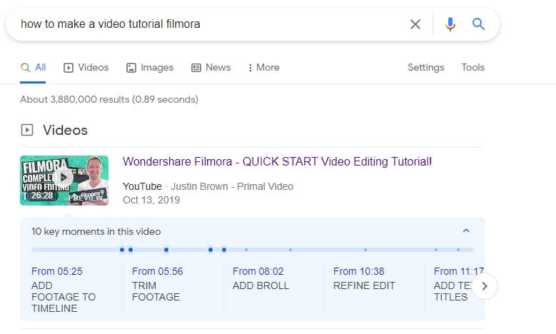  youtube timestamps in google serp 