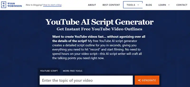 ryrob as as top youtube video script generator