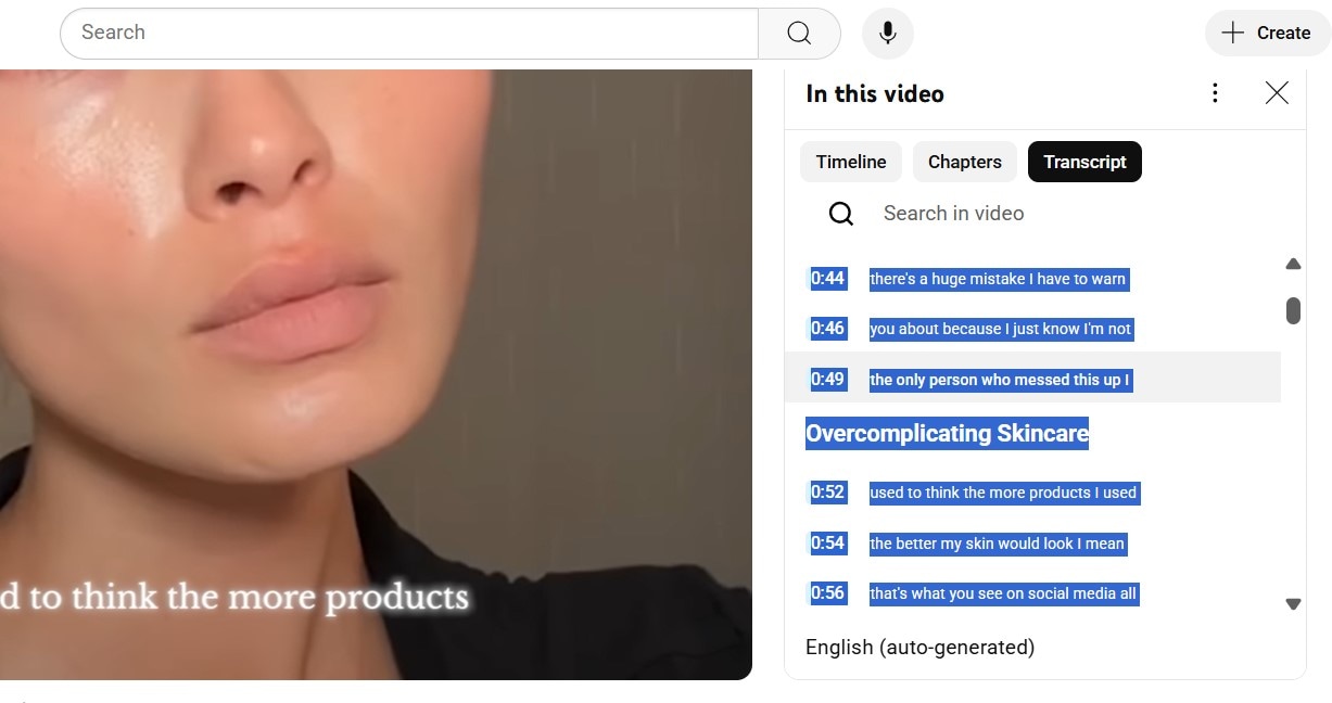 youtube video transcript