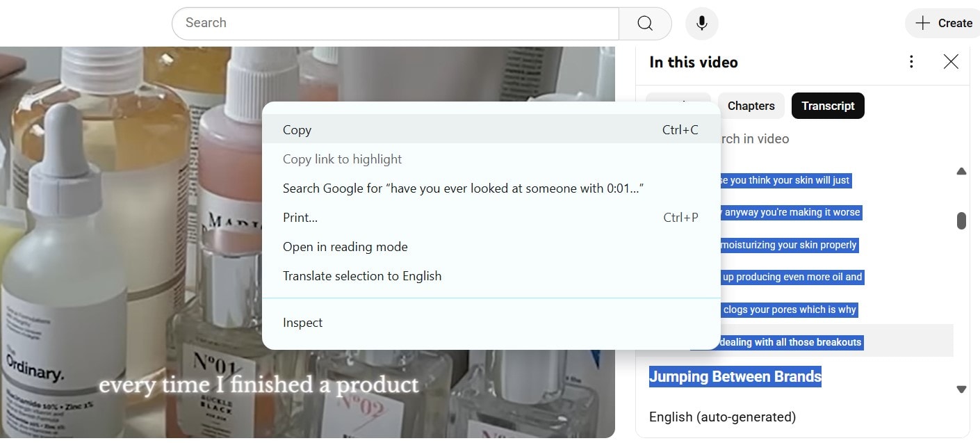copy transcript