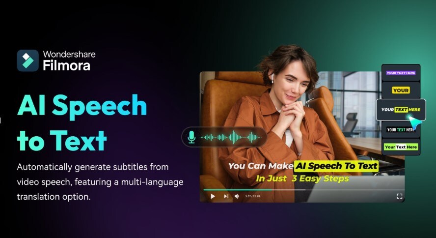 filmora speech to text