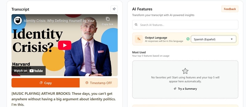 youtube to transcript translator