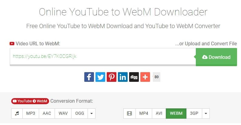 YouTube video to WebM