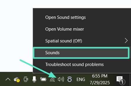 select sounds option toolbar