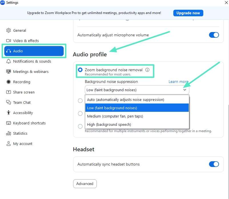 remove background noise from zoom meeting