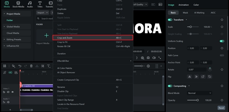 select crop and zoom