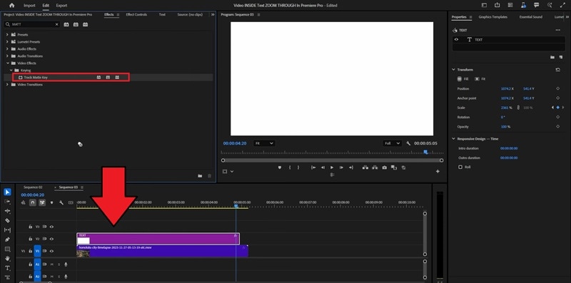 apply matte key to text layer