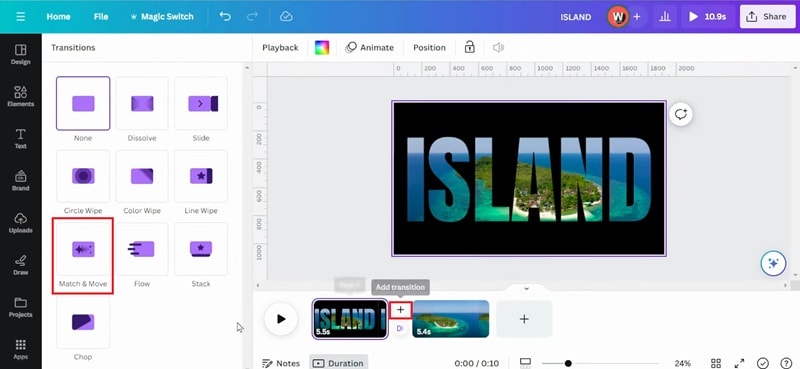 add match and move transition