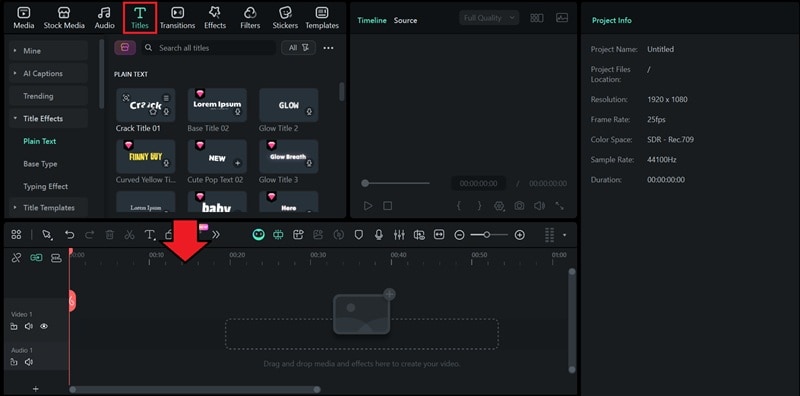 add the text to timeline