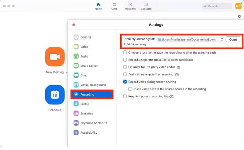 record a zoom meeting settings