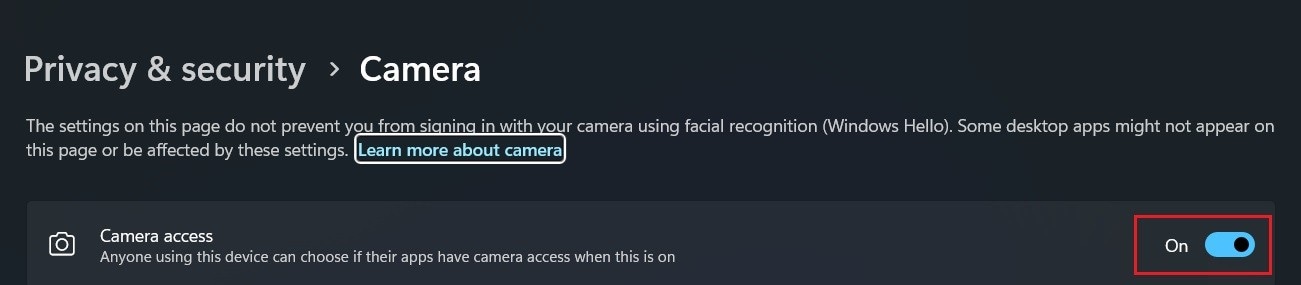 allow camera access