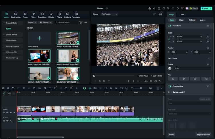 import files to non-linear editing filmora