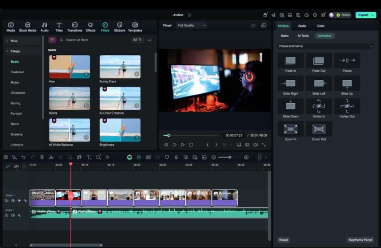 multiple non-linear editing filmora