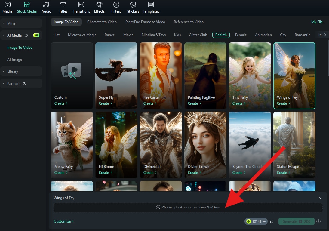 click to upload image ai fairy