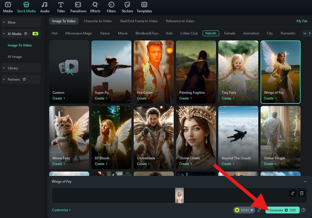 generate ai image to video filmora