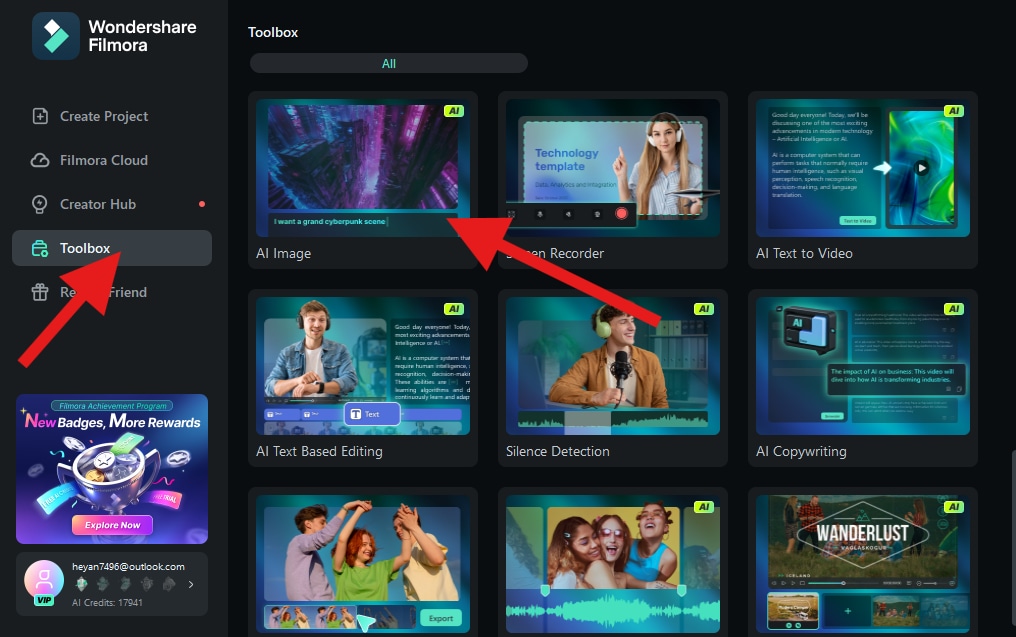 activate ai image feature filmora pc