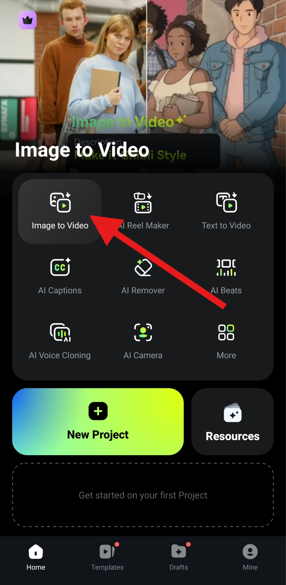 activate image to video feature filmora