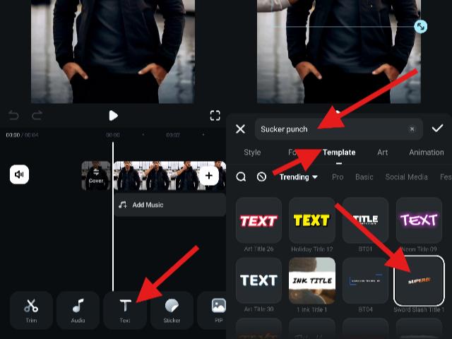 add animated text to project filmora