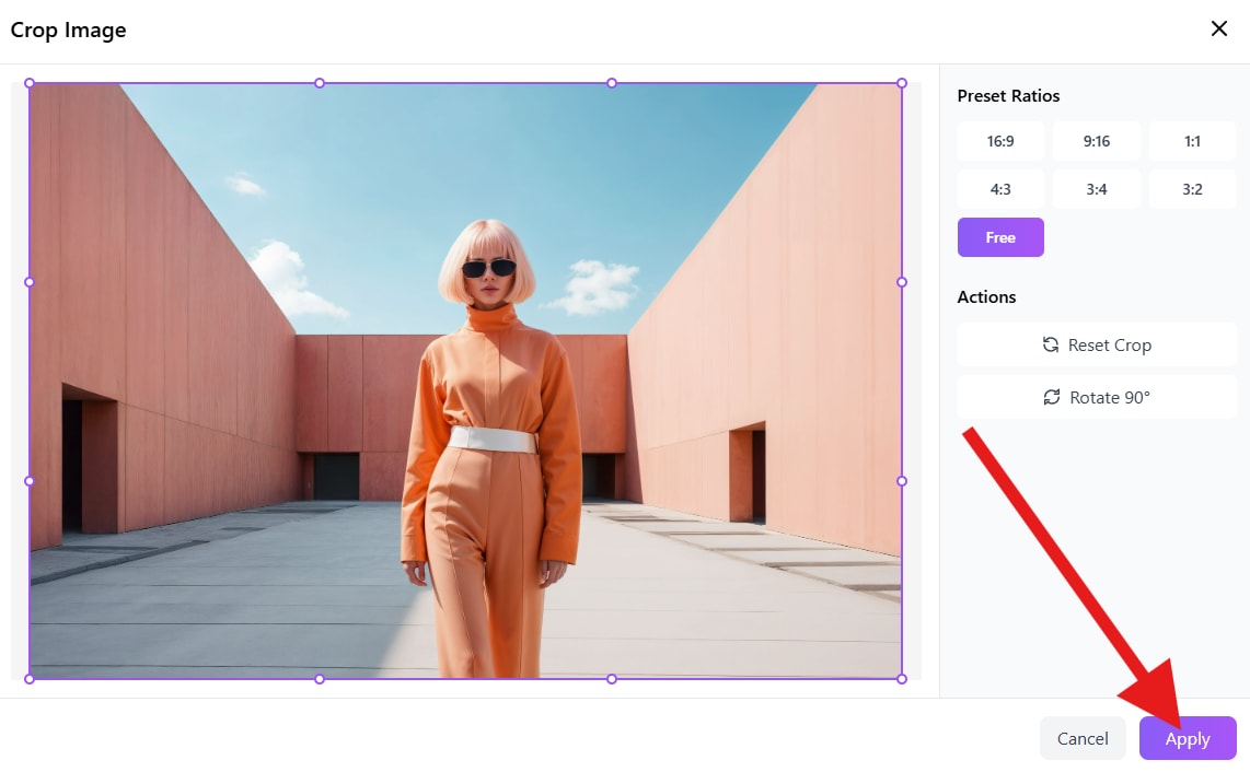 crop the image and apply changes