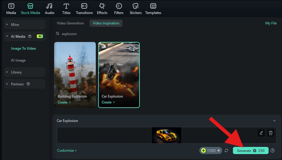 generate image to video car explosion