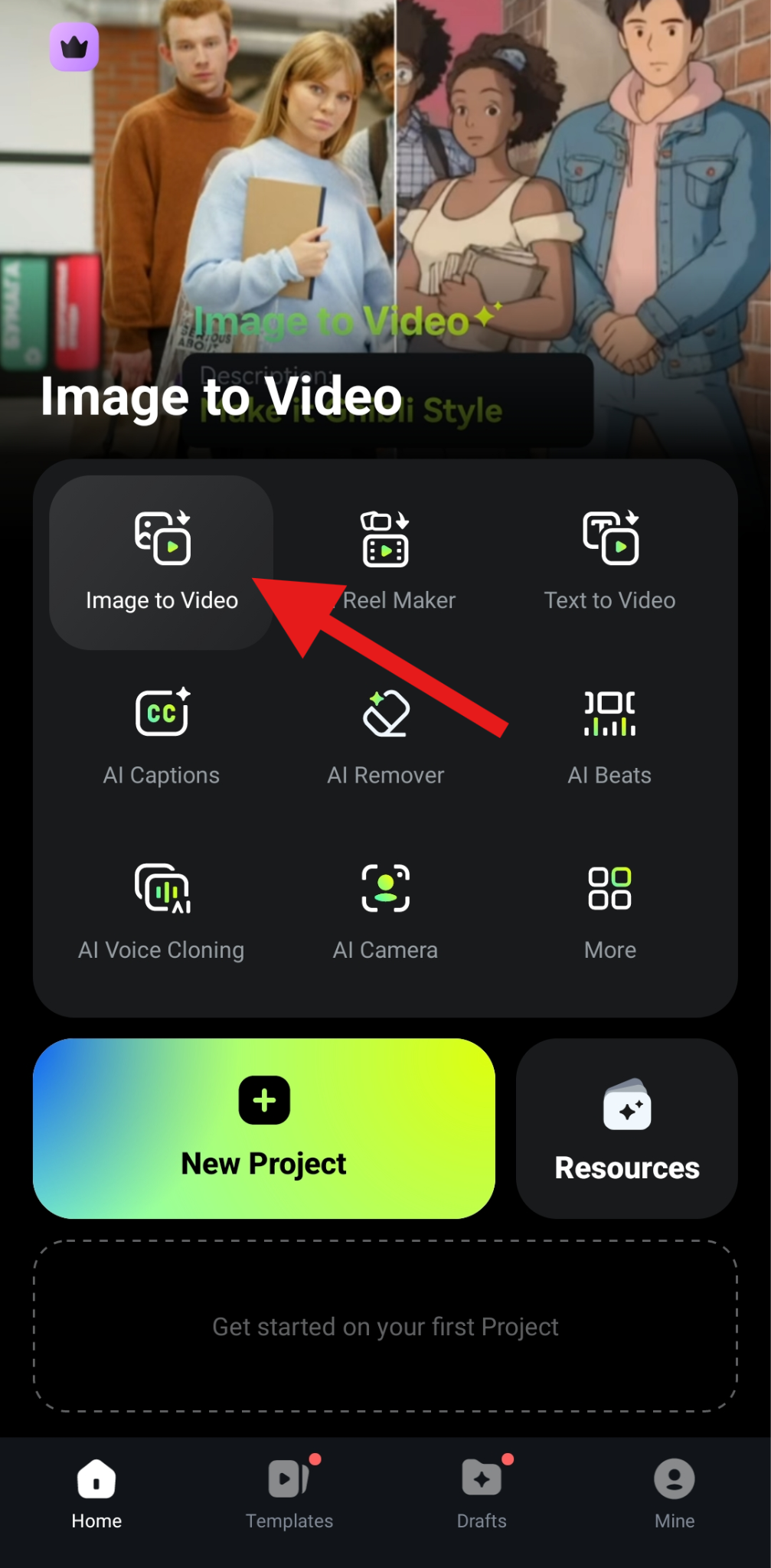 activate image to video step one