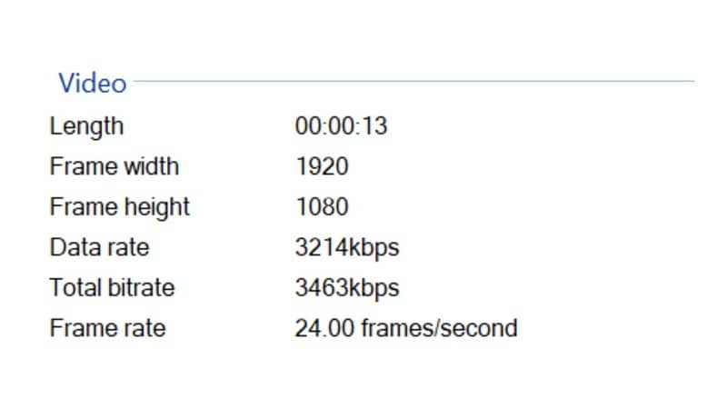 technical metadata in a video