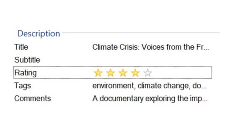 descriptive metadata in a video
