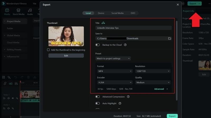export video and fill the title