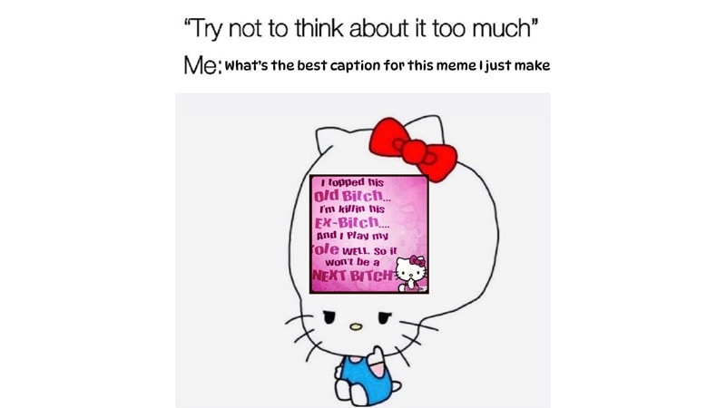 thinking for hello kitty memes captions
