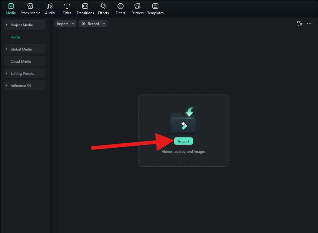import videos to filmora pc project
