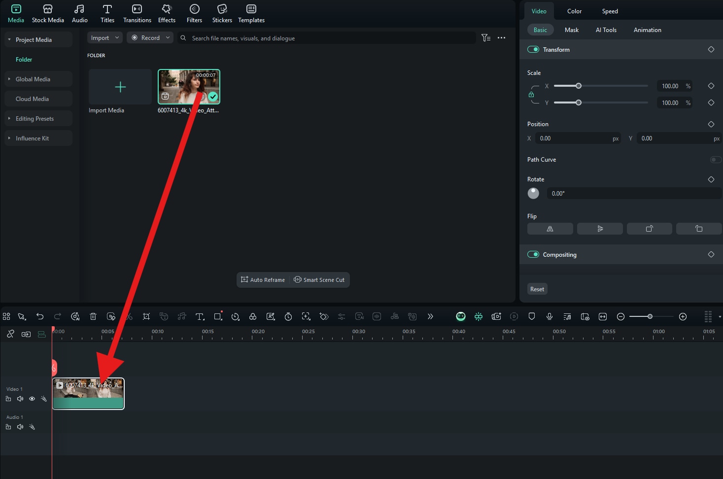 drag video to timeline filmora pc
