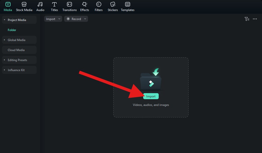 import videos to filmora project pc